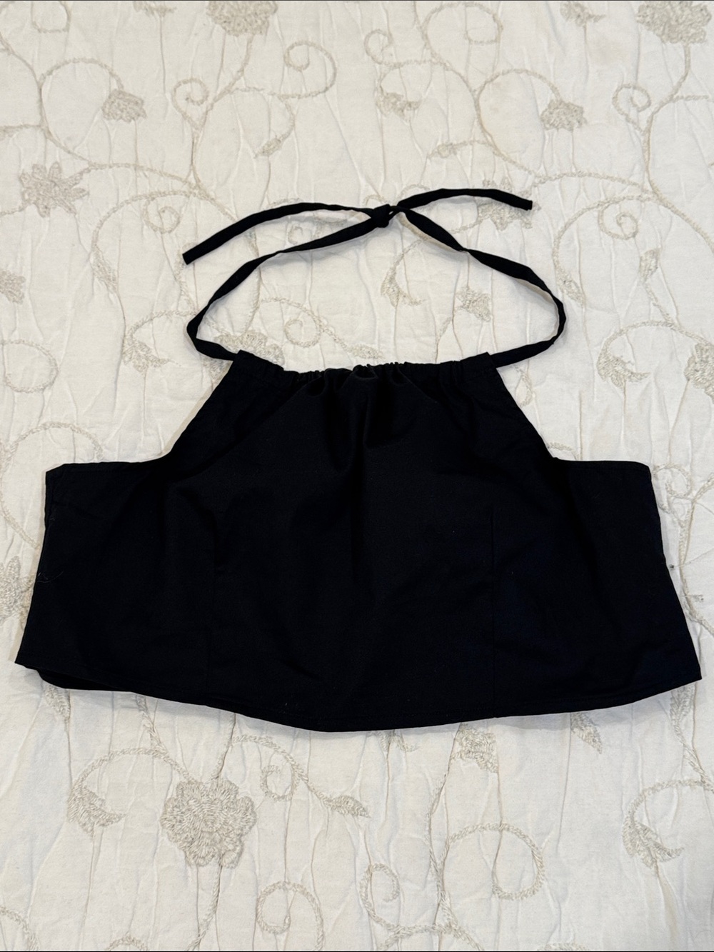 Women's Black Halter back Tie Crop Top